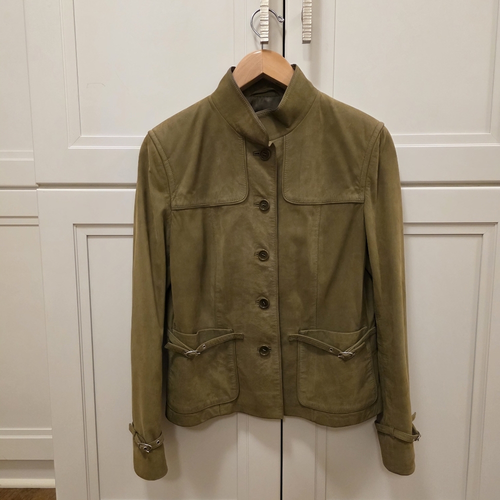 René Lezard Olive Green 💯Genuine Leather Jacket - Picture 3 of 12